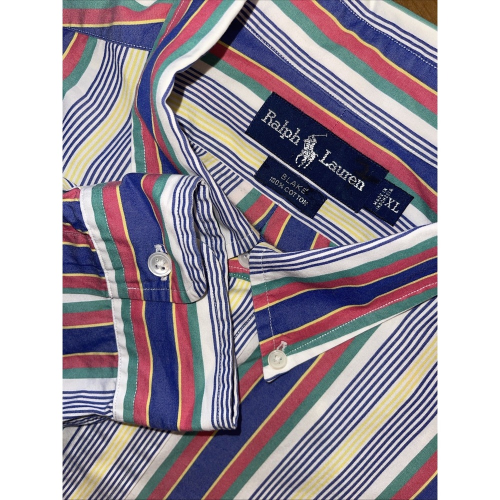 Ralph Lauren Shirt Men XL Stripes Blake Long Sleeve Button Down‎ Preppy